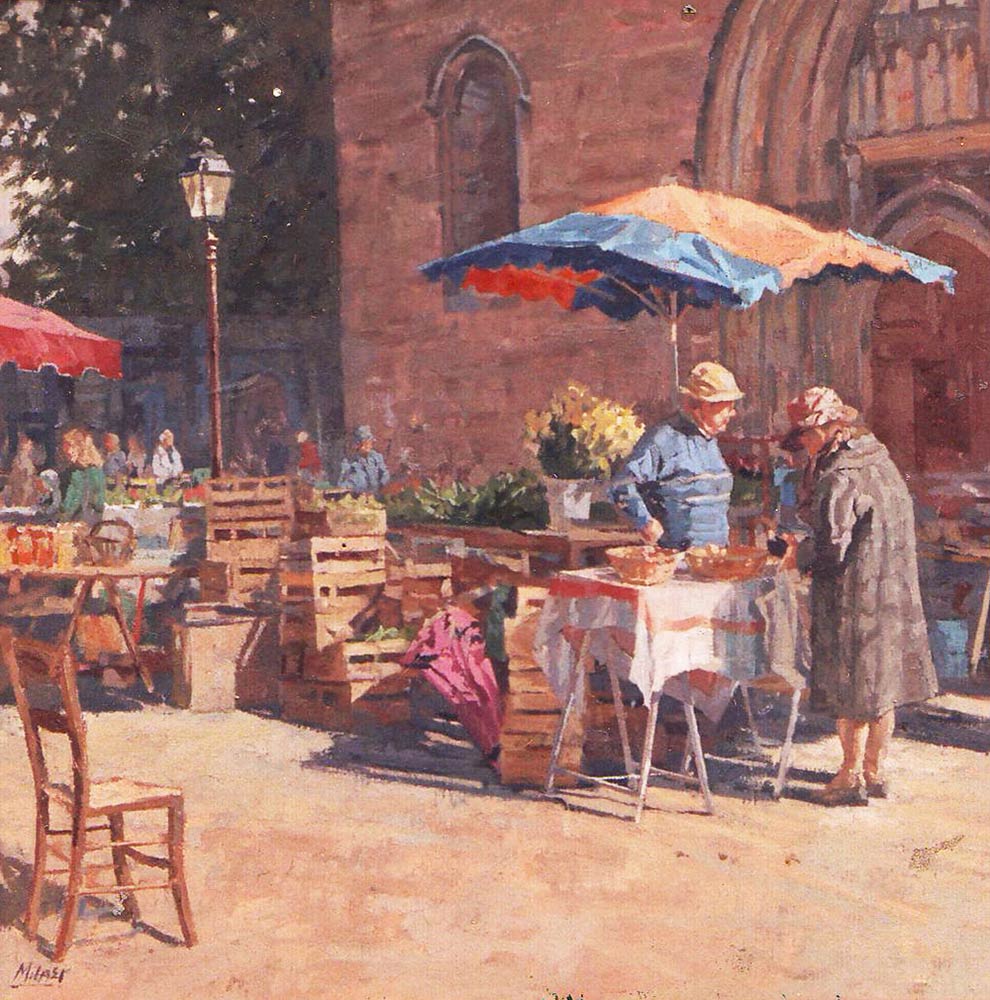 Marché de la Cathédrale Huile sur toile 55/65