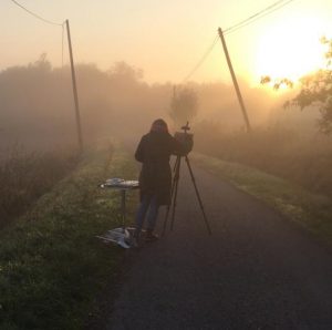 painting in the morning mist