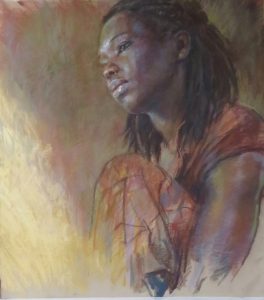 portrait of a girl in soft pastels.